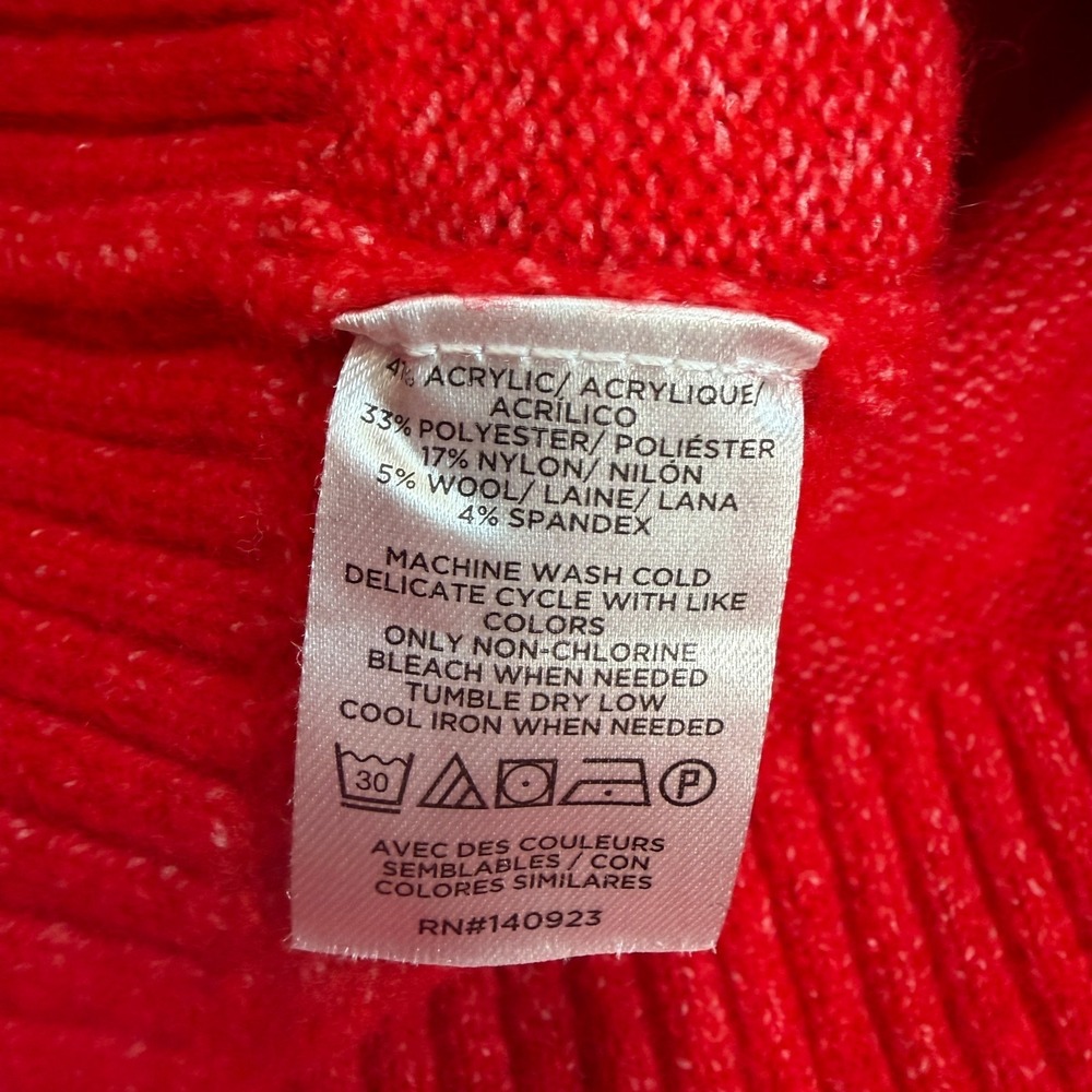 Loft Mock Neck Sweater Women's Red Knit Long Sleeve Pullover Classic - XL - Picture 6 of 10